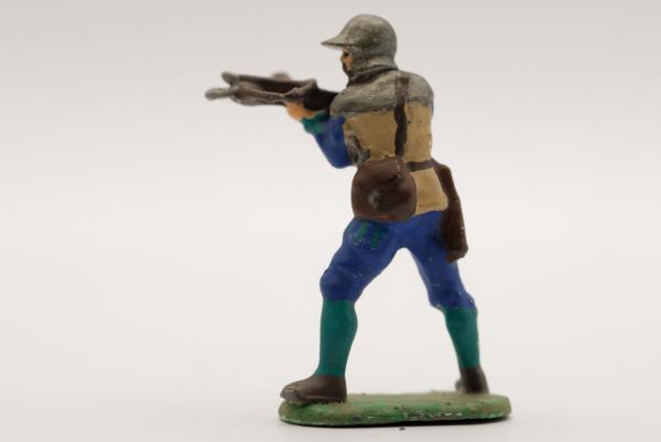 Landsknecht crossbowman standing with French helmet